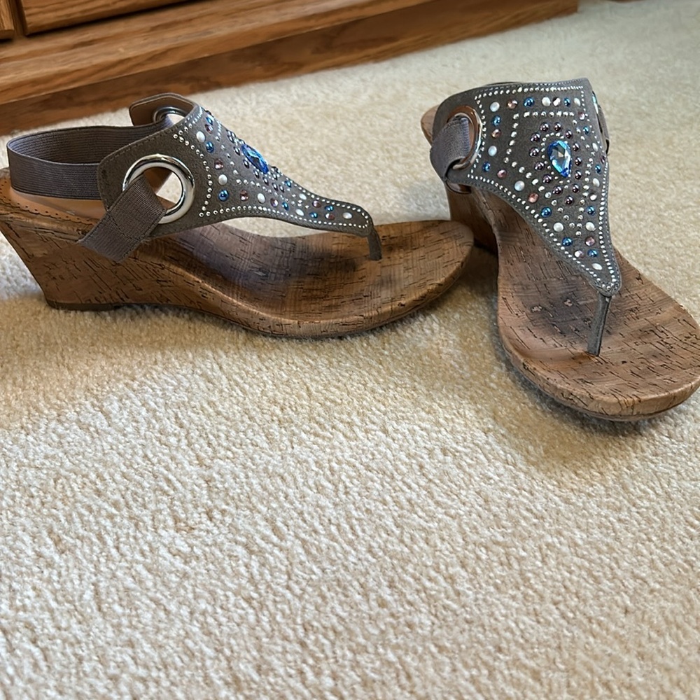 Gray Sandals.  Worn twice , like new